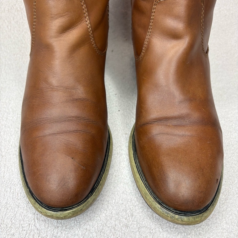 Kate Preston Jessie Leather Western Boots Women 8.5 Brown Pull On Faux Fur Lined - Picture 9 of 14